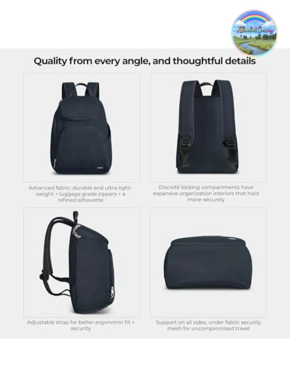 Anti-Theft Backpack with RFID Blocking and Locking Zippers